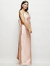 Side View Thumbnail - Cameo Scoop Neck Corset Satin Maxi Dress with Floor-Length Bow Tails