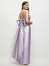 Front View Thumbnail - Lilac Haze Scoop Neck Corset Satin Maxi Dress with Floor-Length Bow Tails