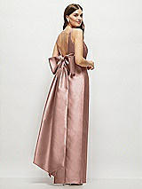 Front View Thumbnail - Neu Nude Scoop Neck Corset Satin Maxi Dress with Floor-Length Bow Tails
