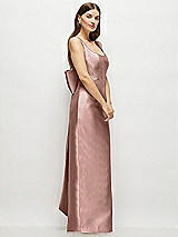 Side View Thumbnail - Neu Nude Scoop Neck Corset Satin Maxi Dress with Floor-Length Bow Tails