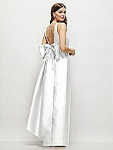 Front View Thumbnail - White Scoop Neck Corset Satin Maxi Dress with Floor-Length Bow Tails