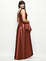 Rear View Thumbnail - Auburn Moon Beaded Floral Bodice Satin Maxi Dress with Layered Ballgown Skirt