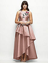 Front View Thumbnail - Neu Nude Beaded Floral Bodice Satin Maxi Dress with Layered Ballgown Skirt