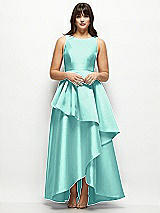 Front View Thumbnail - Coastal Satin Maxi Dress with Asymmetrical Layered Ballgown Skirt