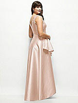 Rear View Thumbnail - Cameo Satin Maxi Dress with Asymmetrical Layered Ballgown Skirt