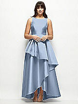 Front View Thumbnail - Cloudy Satin Maxi Dress with Asymmetrical Layered Ballgown Skirt