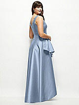 Rear View Thumbnail - Cloudy Satin Maxi Dress with Asymmetrical Layered Ballgown Skirt
