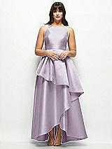 Front View Thumbnail - Lilac Haze Satin Maxi Dress with Asymmetrical Layered Ballgown Skirt