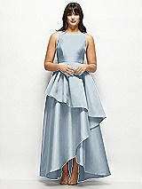 Front View Thumbnail - Mist Satin Maxi Dress with Asymmetrical Layered Ballgown Skirt