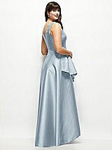 Rear View Thumbnail - Mist Satin Maxi Dress with Asymmetrical Layered Ballgown Skirt