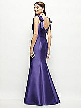 Rear View Thumbnail - Grape Satin Fit and Flare Maxi Dress with Shoulder Bows