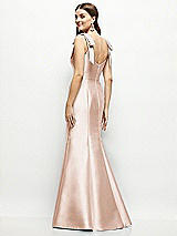 Rear View Thumbnail - Cameo Satin Fit and Flare Maxi Dress with Shoulder Bows