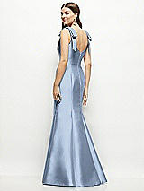 Rear View Thumbnail - Cloudy Satin Fit and Flare Maxi Dress with Shoulder Bows