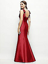 Rear View Thumbnail - Garnet Satin Fit and Flare Maxi Dress with Shoulder Bows