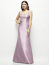 Front View Thumbnail - Suede Rose Satin Square Neck Fit and Flare Maxi Dress