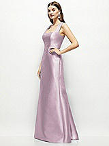 Side View Thumbnail - Suede Rose Satin Square Neck Fit and Flare Maxi Dress