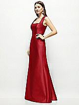Side View Thumbnail - Garnet Satin Square Neck Fit and Flare Maxi Dress