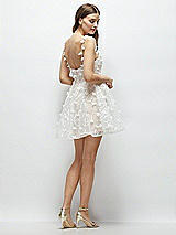 Rear View Thumbnail - Ivory 3D Floral Embroidered Little White Mini Dress with Nude Corset Underlay