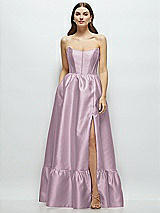 Front View Thumbnail - Suede Rose Strapless Cat-Eye Boned Bodice Maxi Dress with Ruffle Hem