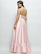 Rear View Thumbnail - Ballet Pink Strapless Cat-Eye Boned Bodice Maxi Dress with Ruffle Hem