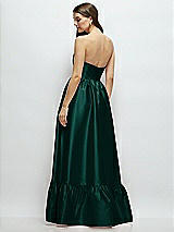 Rear View Thumbnail - Evergreen Strapless Cat-Eye Boned Bodice Maxi Dress with Ruffle Hem