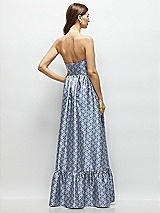 Rear View Thumbnail - Chambray Marguerite Floral Strapless Cat-Eye Bodice Maxi Dress with Ruffle Hem