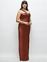 Alt View 2 Thumbnail - Auburn Moon Satin Twist Bandeau One-Shoulder Bias Maxi Dress