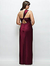 Alt View 3 Thumbnail - Cabernet Satin Twist Bandeau One-Shoulder Bias Maxi Dress