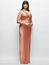 Alt View 2 Thumbnail - Copper Penny Satin Twist Bandeau One-Shoulder Bias Maxi Dress