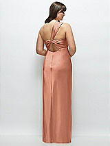 Alt View 3 Thumbnail - Copper Penny Satin Twist Bandeau One-Shoulder Bias Maxi Dress