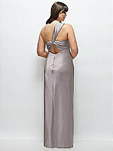 Alt View 3 Thumbnail - Cashmere Gray Satin Twist Bandeau One-Shoulder Bias Maxi Dress