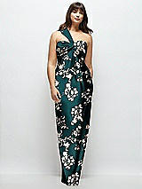 Front View Thumbnail - Vintage Primrose Floral Satin Twist Bandeau One-Shoulder Bias Maxi Dress