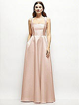 Front View Thumbnail - Cameo Square-Neck Satin Maxi Dress with Full Skirt