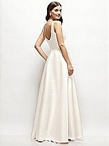 Rear View Thumbnail - Ivory Square-Neck Satin Maxi Dress with Full Skirt