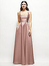 Front View Thumbnail - Neu Nude Square-Neck Satin Maxi Dress with Full Skirt