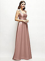 Side View Thumbnail - Neu Nude Square-Neck Satin Maxi Dress with Full Skirt