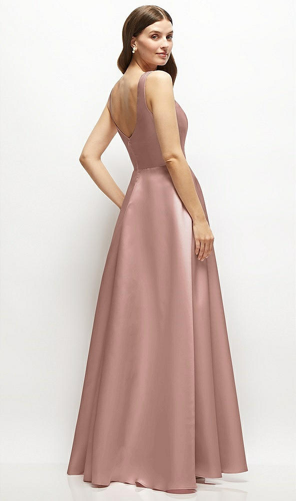 Back View - Neu Nude Square-Neck Satin Maxi Dress with Full Skirt