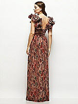Alt View 1 Thumbnail - Harvest Floral Print Dramatic Ruffle Edge Strap Fall Foral Pleated Metallic Maxi Dress