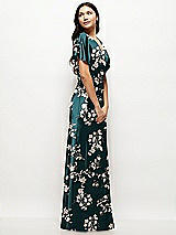 Side View Thumbnail - Vintage Primrose Plunge Neck Kimono Sleeve Floral Satin Bias Maxi Dress