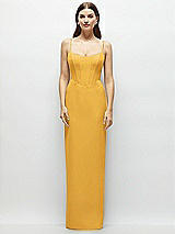 Front View Thumbnail - NYC Yellow Corset-Style Crepe Column Maxi Dress with Adjustable Straps