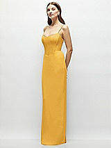 Side View Thumbnail - NYC Yellow Corset-Style Crepe Column Maxi Dress with Adjustable Straps
