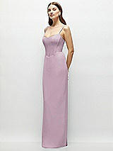 Side View Thumbnail - Suede Rose Corset-Style Crepe Column Maxi Dress with Adjustable Straps