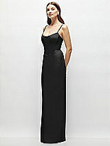 Side View Thumbnail - Black Corset-Style Crepe Column Maxi Dress with Adjustable Straps