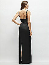 Rear View Thumbnail - Black Corset-Style Crepe Column Maxi Dress with Adjustable Straps