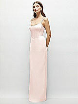 Side View Thumbnail - Blush Corset-Style Crepe Column Maxi Dress with Adjustable Straps