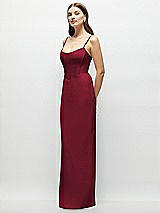 Side View Thumbnail - Burgundy Corset-Style Crepe Column Maxi Dress with Adjustable Straps