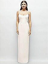 Front View Thumbnail - Ivory Corset-Style Crepe Column Maxi Dress with Adjustable Straps