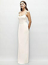 Side View Thumbnail - Ivory Corset-Style Crepe Column Maxi Dress with Adjustable Straps
