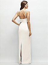 Rear View Thumbnail - Ivory Corset-Style Crepe Column Maxi Dress with Adjustable Straps
