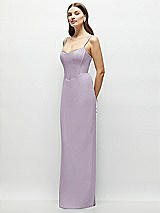 Side View Thumbnail - Lilac Haze Corset-Style Crepe Column Maxi Dress with Adjustable Straps